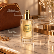 Deo Colônia Glam Rosé Allegra 25ml, card de benefícios