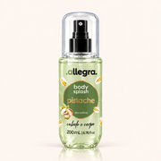 Body Splash Cabelo e Corpo Pistache Allegra 200ml, frasco frontal em fundo neutro