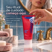 Sabonete Facial Neutro Limpa e Hidrata Allegra 100ml, card de ritual de cuidado