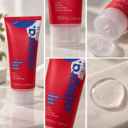 Sabonete Facial Neutro Limpa e Hidrata Allegra 100ml, detalhes da bisnaga e da textura